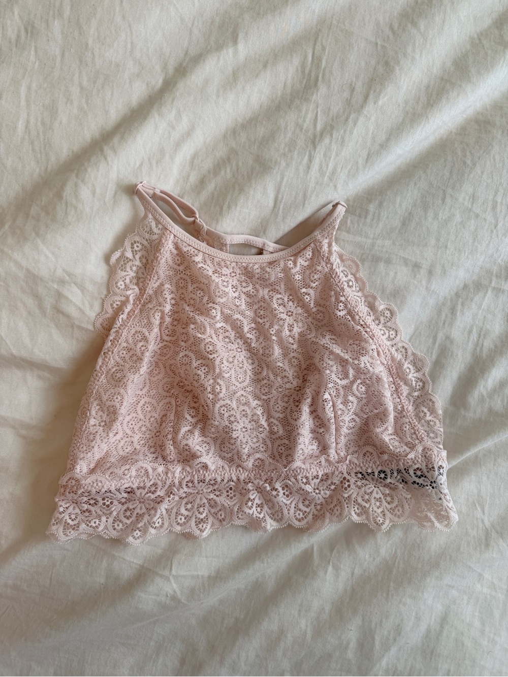aerie Pink Lace Cropped Bralette